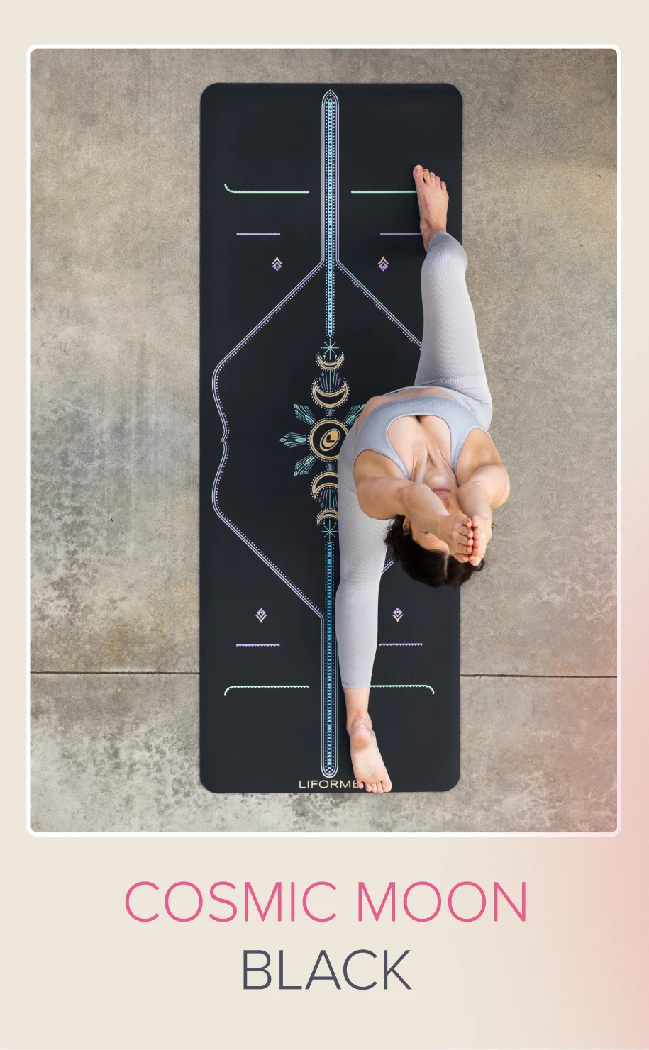 Cosmic Moon Yoga Mat - Black