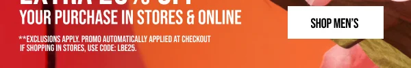 Extra 25% off Shop Men's