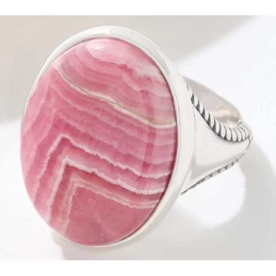 American West Bold Oval Gemstone Bezel Set Ring, Sterling Silver