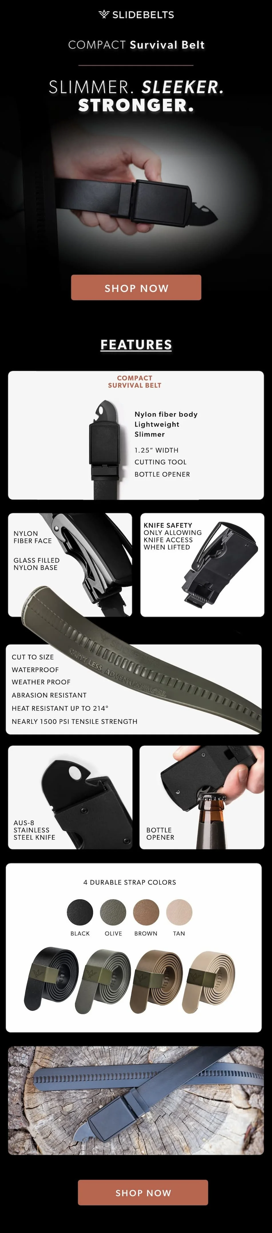 NEW! Compact Survival Belt. Slimmer. Sleeker. Stronger. Shop Now