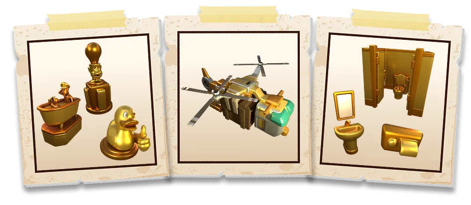 Golden Statue Set | Golden Chopper | Golden Bathroom Suite