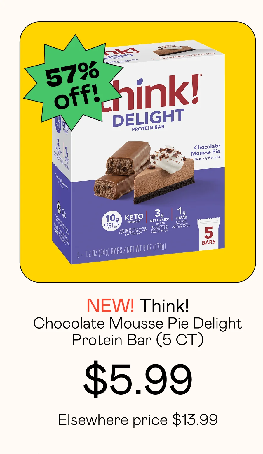 Chocolate Mousse Pie Delight Protein Bar (5 CT)