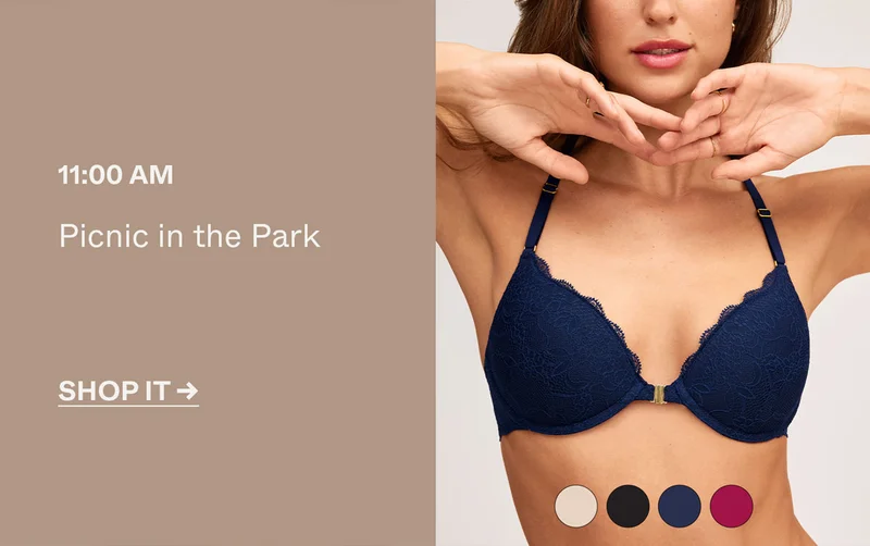 Lace Racerback Lift Up Bra in Navy - Picnic in the Park