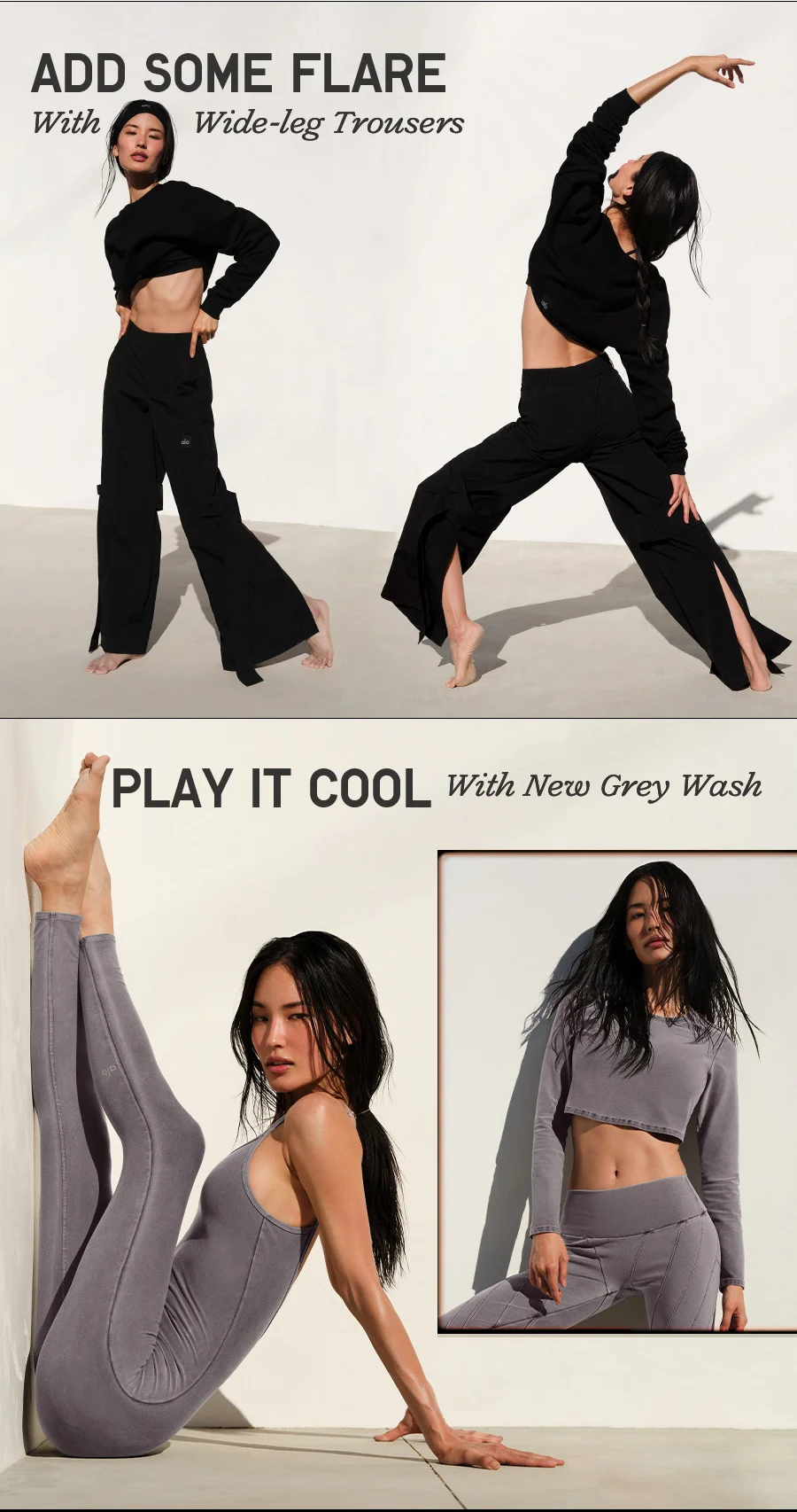 ADD SOME FLARE With Wide-leg Trousers. PLAY IT COOL With New Grey Wash