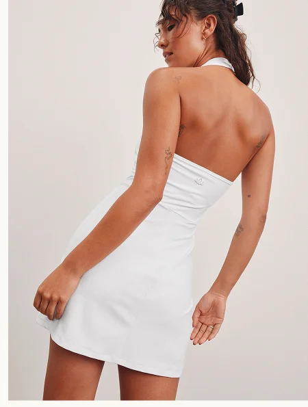 Spacedye Prep Halter Dress in Cloud White