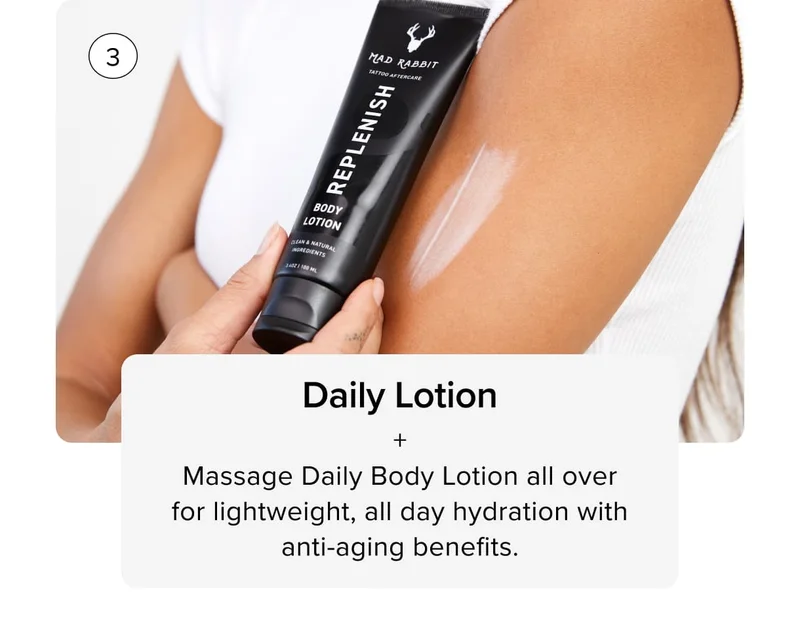 3 Daily Lotion + Massage Daily Body Lotion all over for lightweight, all day hydration with anti-aging benefits.