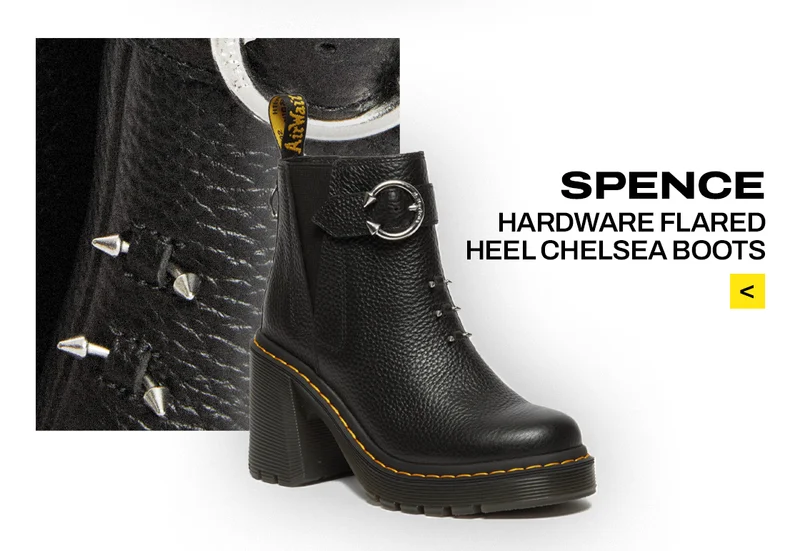 Spence Hardware Leather Flared Heel Chelsea Boots