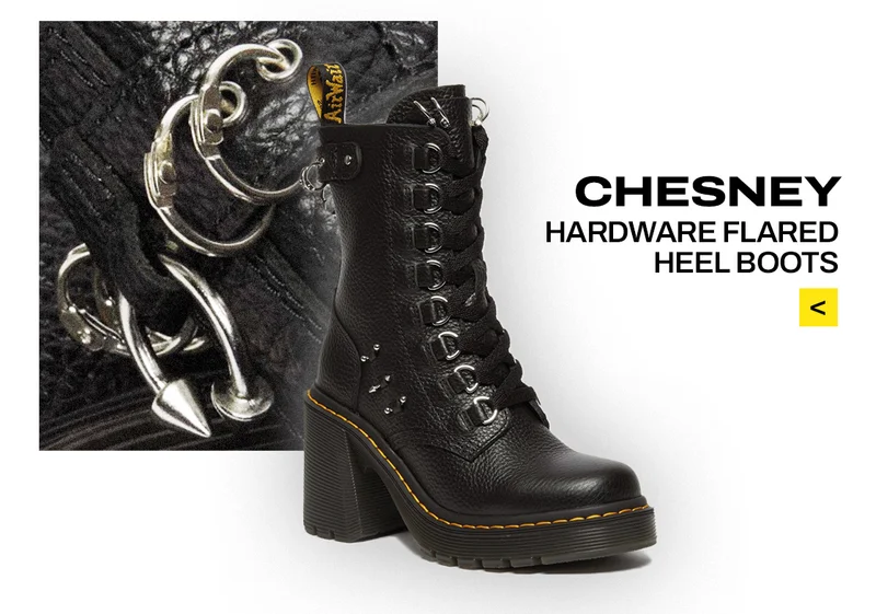 Chesney Hardware Leather Flared Heel Lace Up Boots