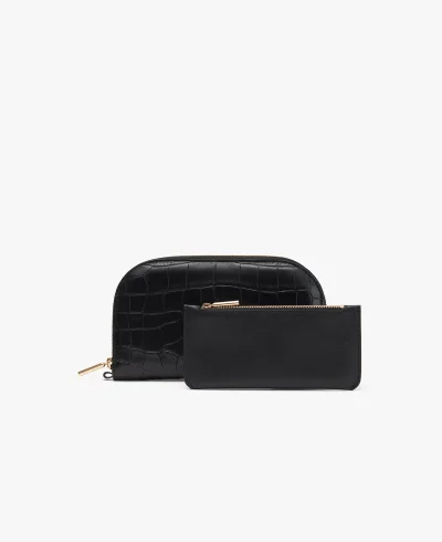 Duo Zip Wallet Black Croco