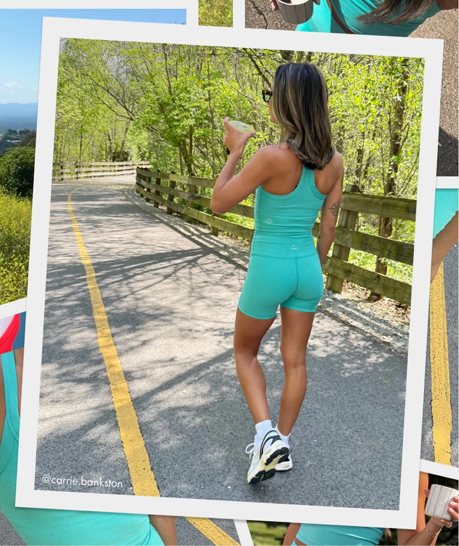 Spacedye On The Up Cropped Tank in Caribbean Sea Heather