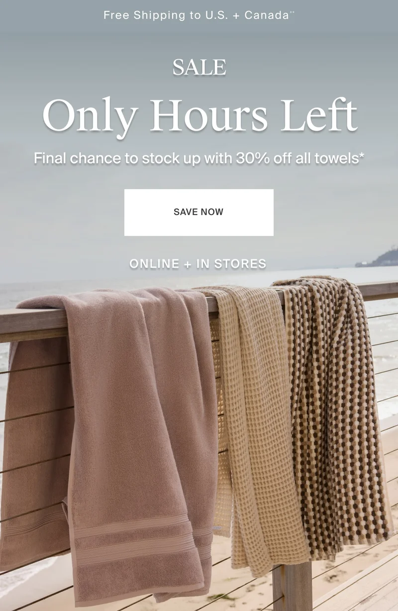 Only Hours Left For 30% Off All Towels | SAVE NOW