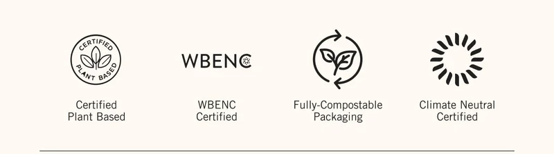 Certified Plant Based. WBE NC Certified. Fully-Compostable Packaging. Climate Neutral Certified.