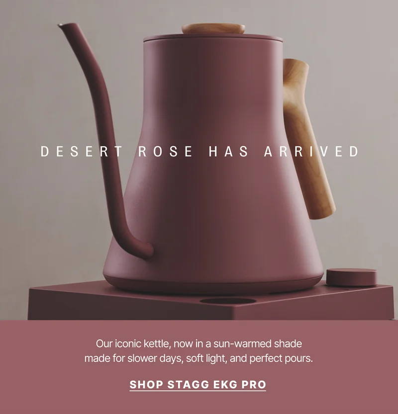 Desert Rose has arrived: our iconic kettle, now in a sun warmed shade made for slower days, soft light and perfect pours. Shop now