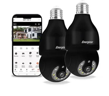 Energizer Smart 2K Pan and Tilt Light Socket Camera 2-Pack