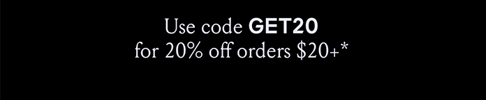 Use code discount code for 20% off orders $20+*