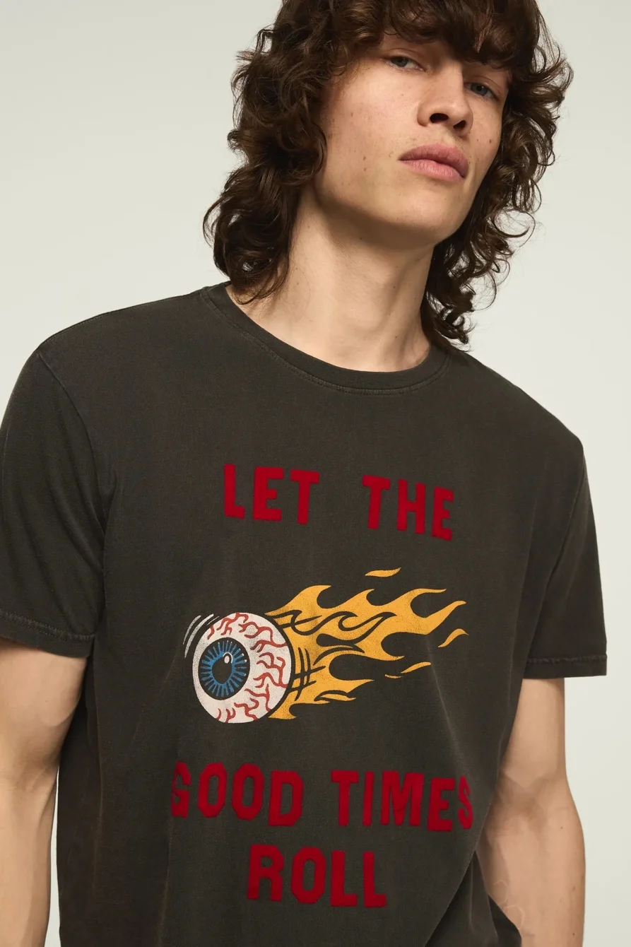 Image of Lucky Brand Good Times Eyeball Tee - Men's Clothing Tops Shirts Tee Graphic T Shirts in Raven