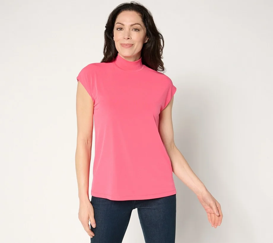 Susan Graver Modern Essentials Petite Mock Neck Top