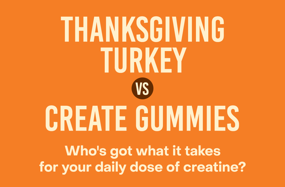 Thanksgiving Turkey Vs. Create Gummies - Who's got what it takes for your daily dose of creatine?