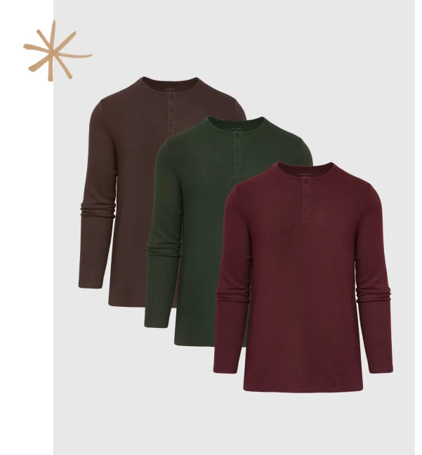 Earth Hues Waffle Henley 3-Pack