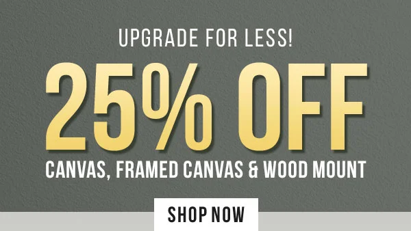 Upgrade for Less! 25% Off Canvas, Framed Canvas, & Wood Mount