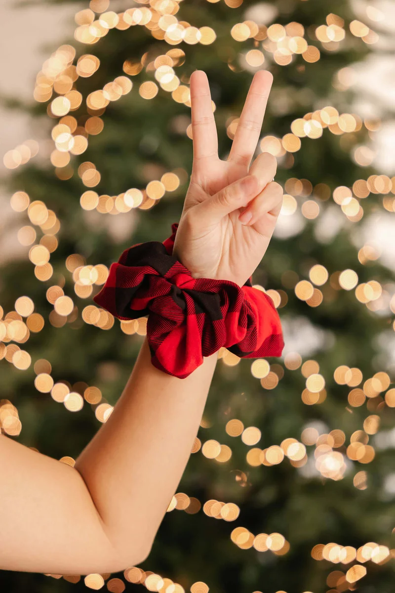 Image of S+T Scrunchie in Poinsettia Plaid
