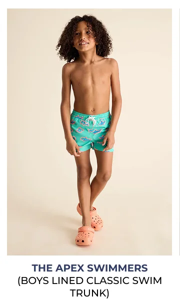 Boys Lined Classic Swim Trunk: The Apex Swimmers