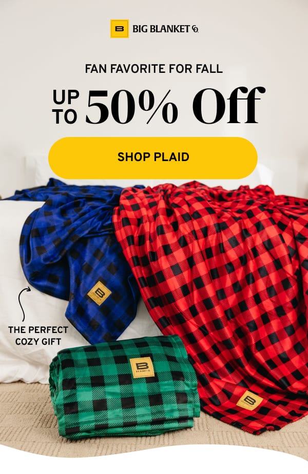 Up to 50% off plaid