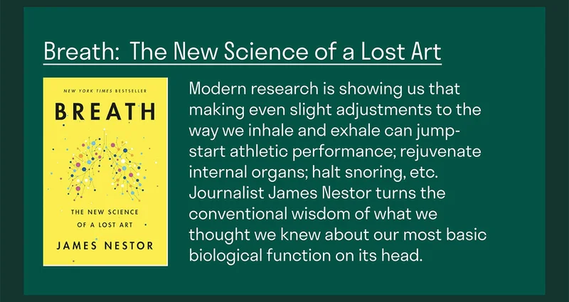 Modern research is showing us that making even slight adjustments to the way we inhale and exhale can jump-start athletic performance; rejuvenate internal organs; halt snoring, etc. Journalist James Nestor turns the conventional wisdom of what we thought we knew about our most basic biological function on its head.