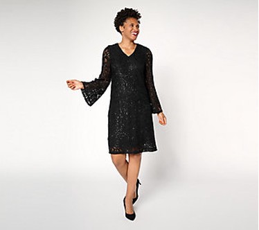 nicole by Nicole Miller Regular Sequin Lace Dress