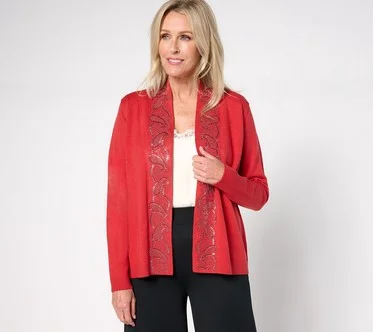 Susan Graver Occasions Embellished Sweater Cardigan