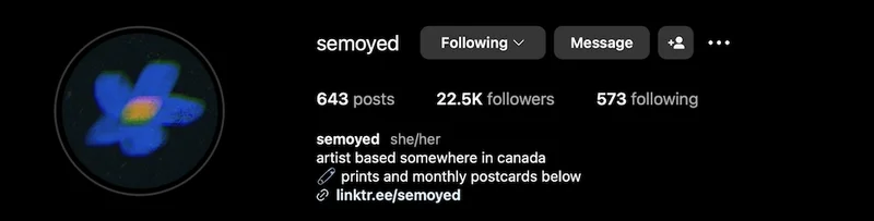 Instagram profile of @semoyed