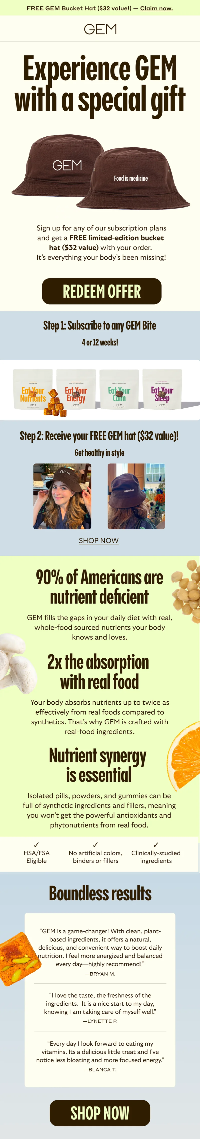 Free GEM Bucket Hat Subscription Products