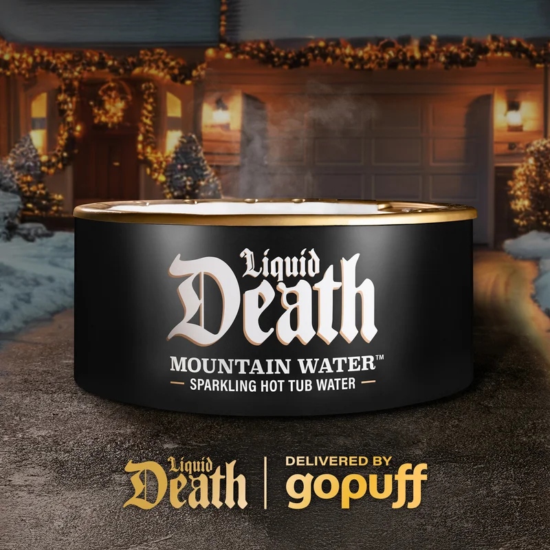 Liquid Death x Gopuff Hot Tub