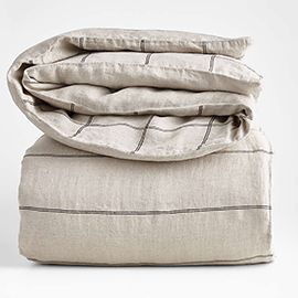 Natural Hemp Reversible Grid Duvet Cover