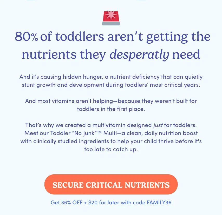 80% of toddlers aren't getting the nutrients they desperately need