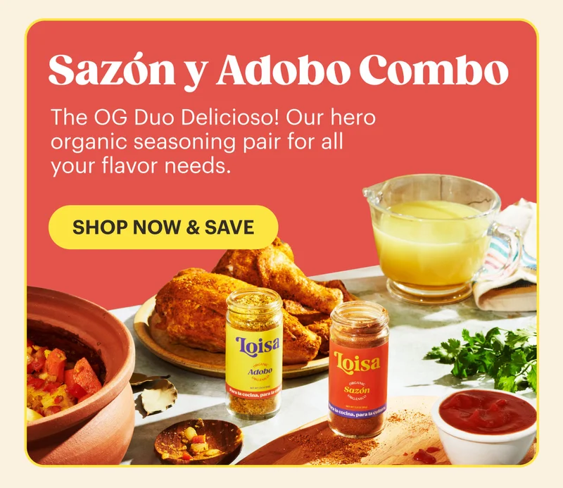 Sazón y Adobo Combo The OG Duo Delicioso! Our hero organic seasoning pair for all your flavor needs. SHOP NOW & SAVE