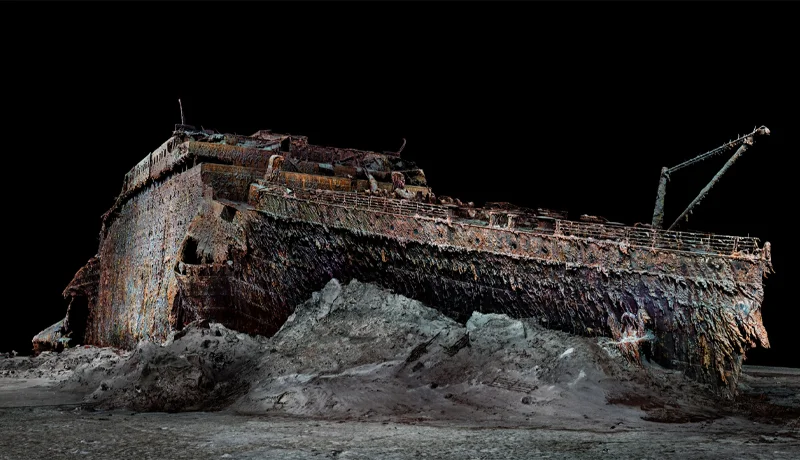 This rendering of the Titanic is based on 715,000 photos and millions of laser scans of the famous wreck, which were stitched together to create a perfect digital replica of what remains of the ship.