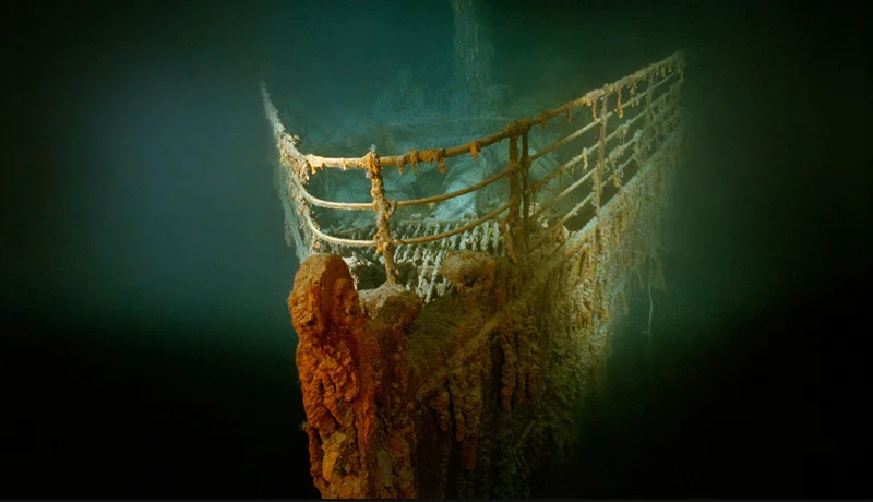 In the decades since the R.M.S. Titanic was discovered in the North Atlantic, the wreck's condition has been corroded by rust and communities of microbes. Most recently, a stretch of the railing from its iconic bow fell to the ocean floor.