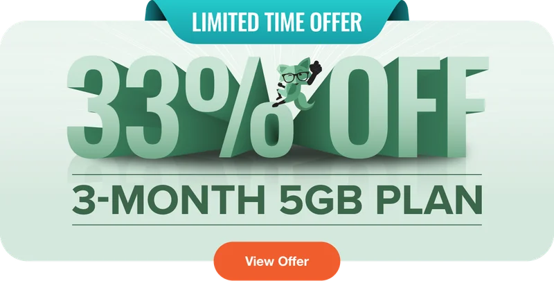 Limited Time Offer - 33% off 3-Month 5GB Plan