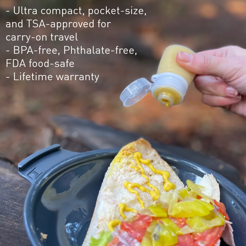 - Ultra compact, pocket-size, and TSA-approved for carry-on travel - Handy tether loop can be attached to keyring  - BPA-free, Phthalate-free, FDA food-safe - Lifetime warranty