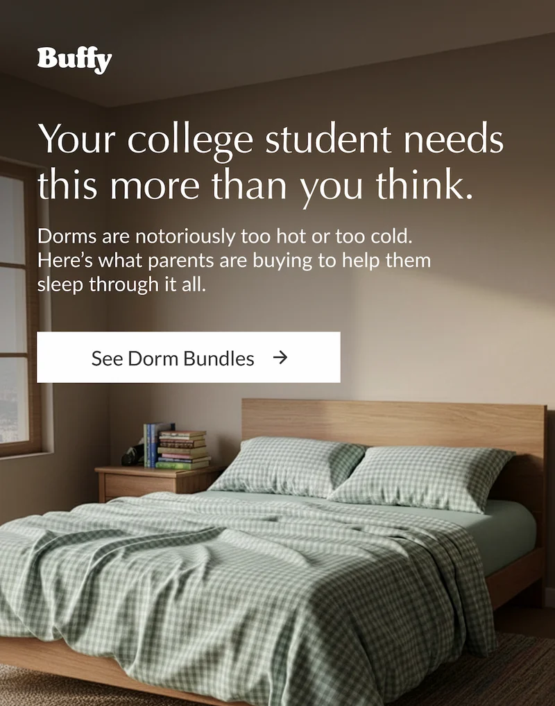 Buffy Bed Sets on sale — cooling bedding bundles designed for dorm rooms.