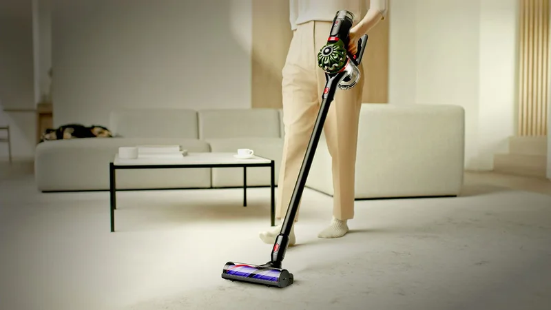 The Dyson V8 Cyclone cordless vacuum is used to clean around the home