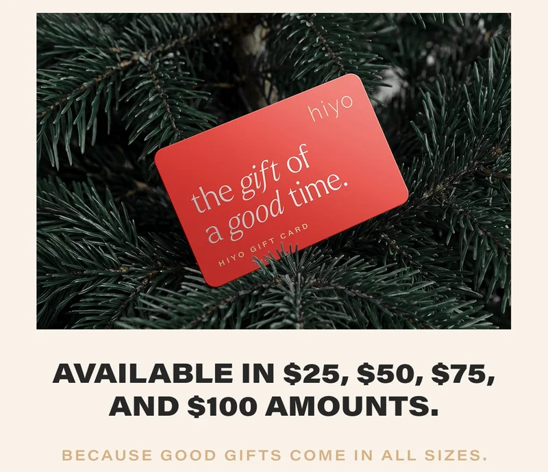 available in $25, $50, $75, and $100 amounts. because good gifts come in all sizes.