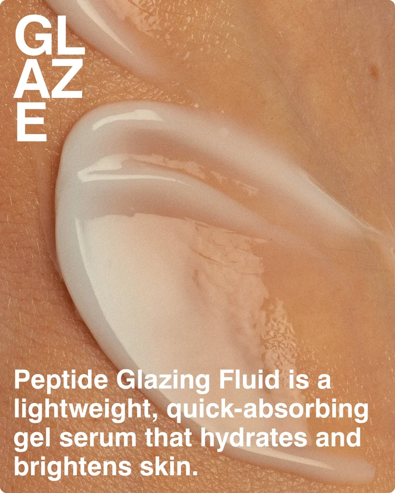 Peptide Glazing Fluid is a lightweight, quick-absorbing gel serum that hydrates and brightens skin.