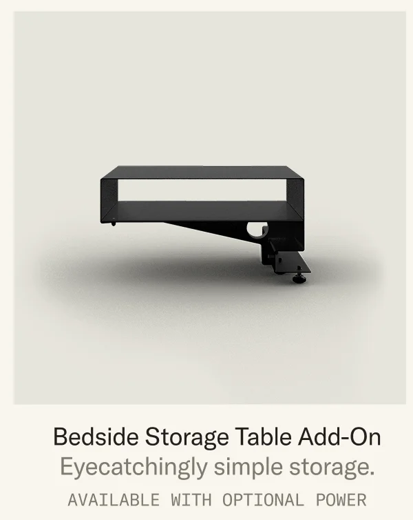 The Bedside Storage Table Add-On: Add eyecatchingly simple storage with optional power.