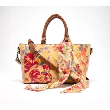 Patricia Nash Aileen Leather Top Handle Satchel with Scarf