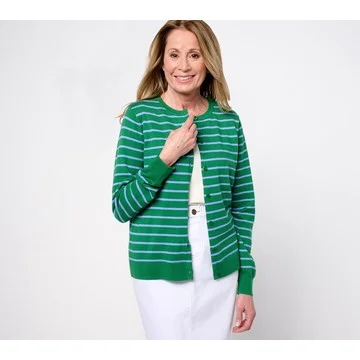 Isaac Mizrahi Live! Essentials Stripe Sweater Cardigan