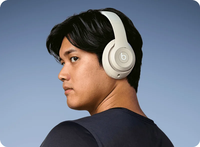 Shohei Ohtani wearing Beats Studio Pro in Sandstone.