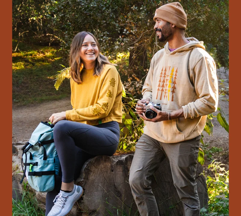 Image showcasing two trail-go'ers in the new AllTrails Fall Collection