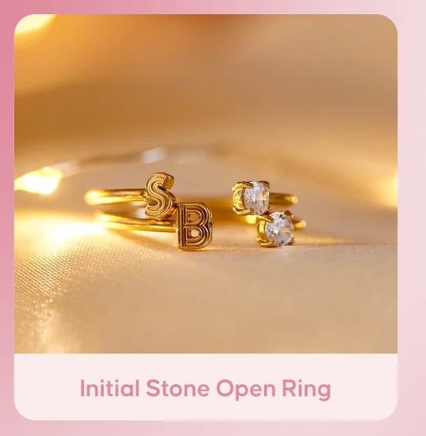 Initial Stone Open Ring